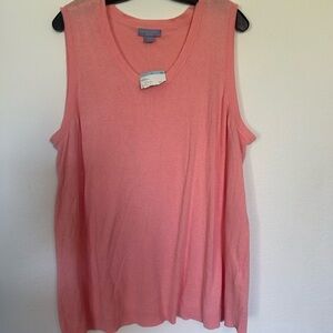 NWT Laura Scott Sleeveless Solid Pink Round Neck Pullover Sweater Too 2X